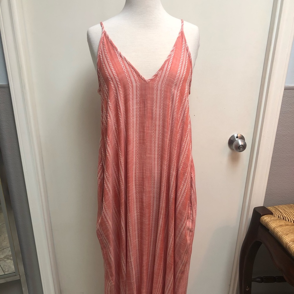 Elan coral stripe maxi dress